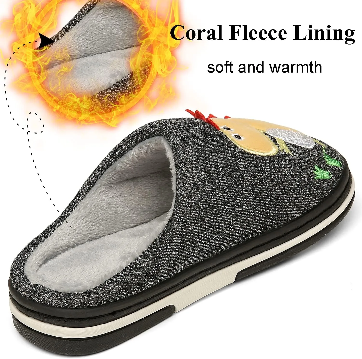INMINPIN Boys Girls Cozy House Slippers Warm Plush Winter Cotton Slipper Kids Cute Dinosaur Indoor Shoes Non-Slip