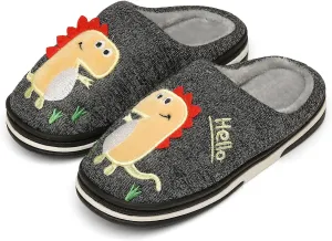 INMINPIN Boys Girls Cozy House Slippers Warm Plush Winter Cotton Slipper Kids Cute Dinosaur Indoor Shoes Non-Slip