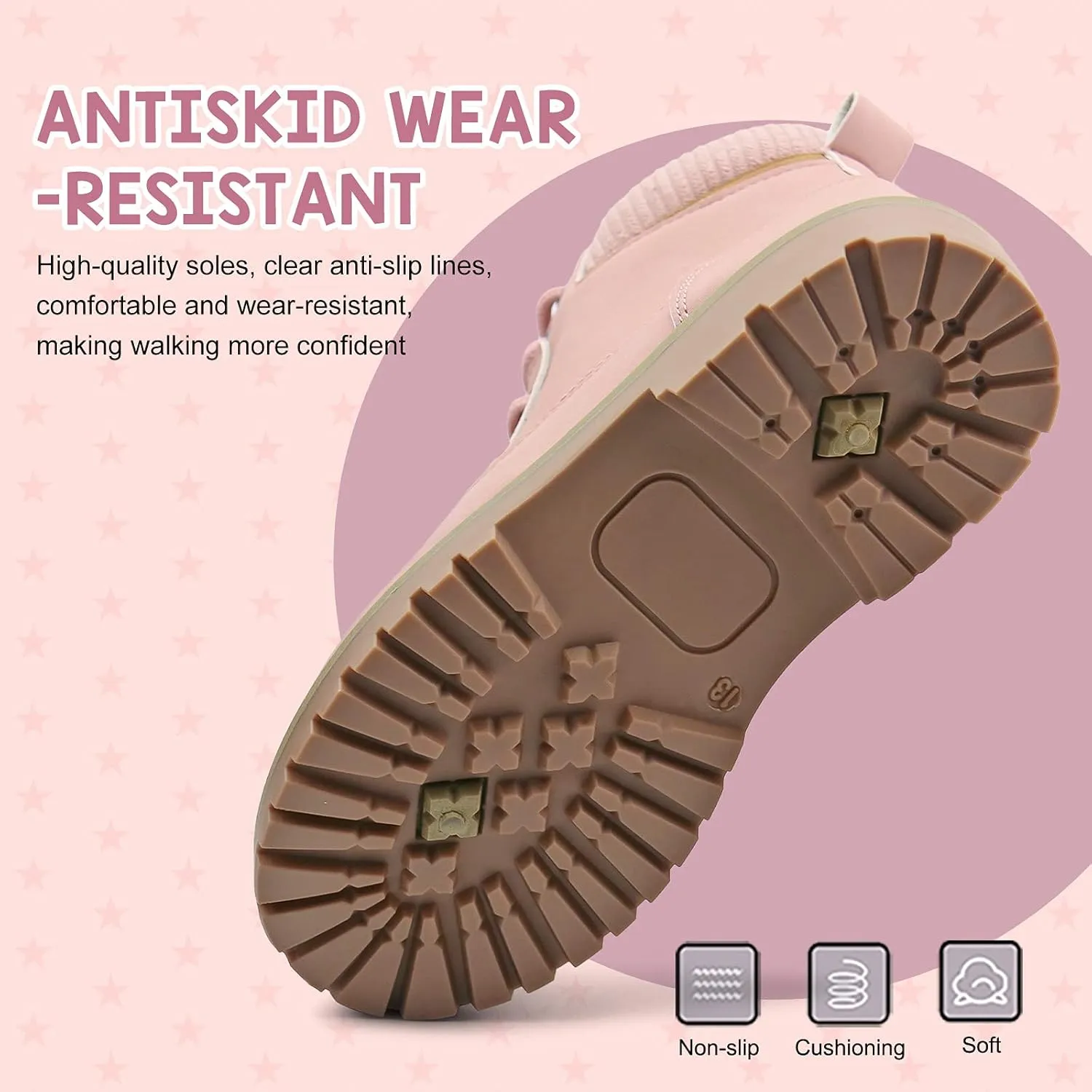 JABASIC Kids Ankle Boots Boys Girls Lace-Up Outdoor Comfort Work Boots