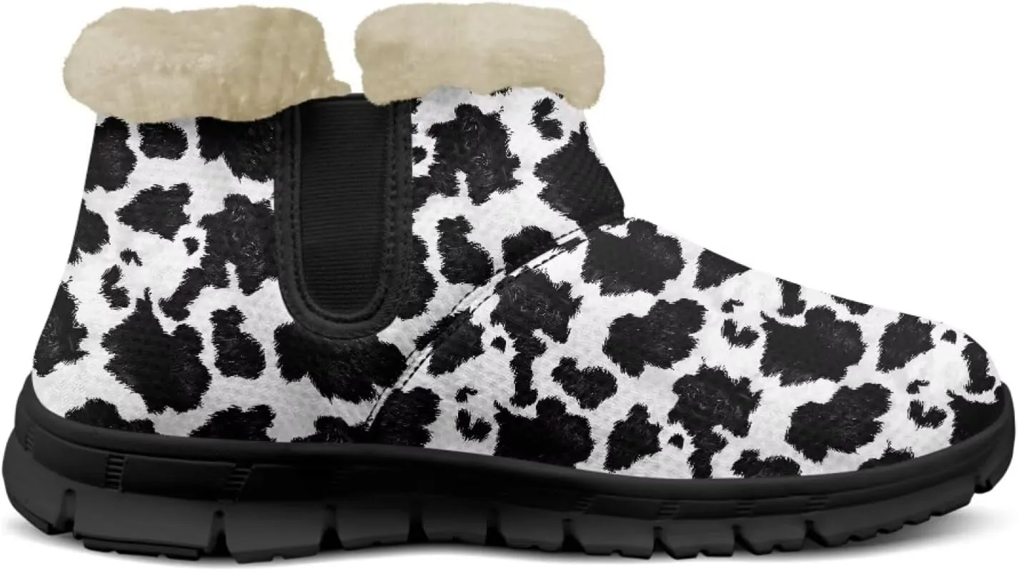 Jeiento Animal Print Winter Boots for Women Warm Inner Slip On Winter Shoes Walking Boots