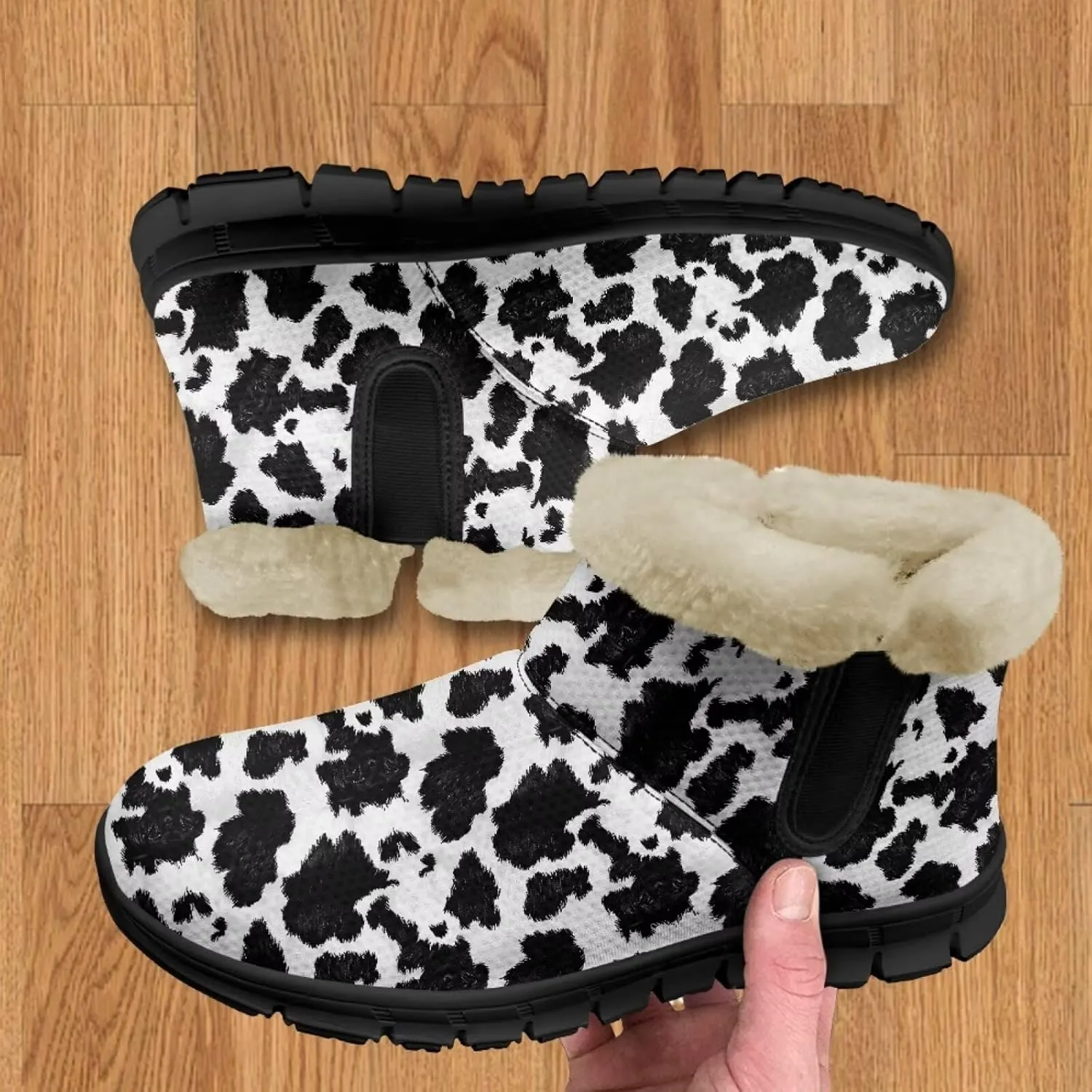 Jeiento Animal Print Winter Boots for Women Warm Inner Slip On Winter Shoes Walking Boots