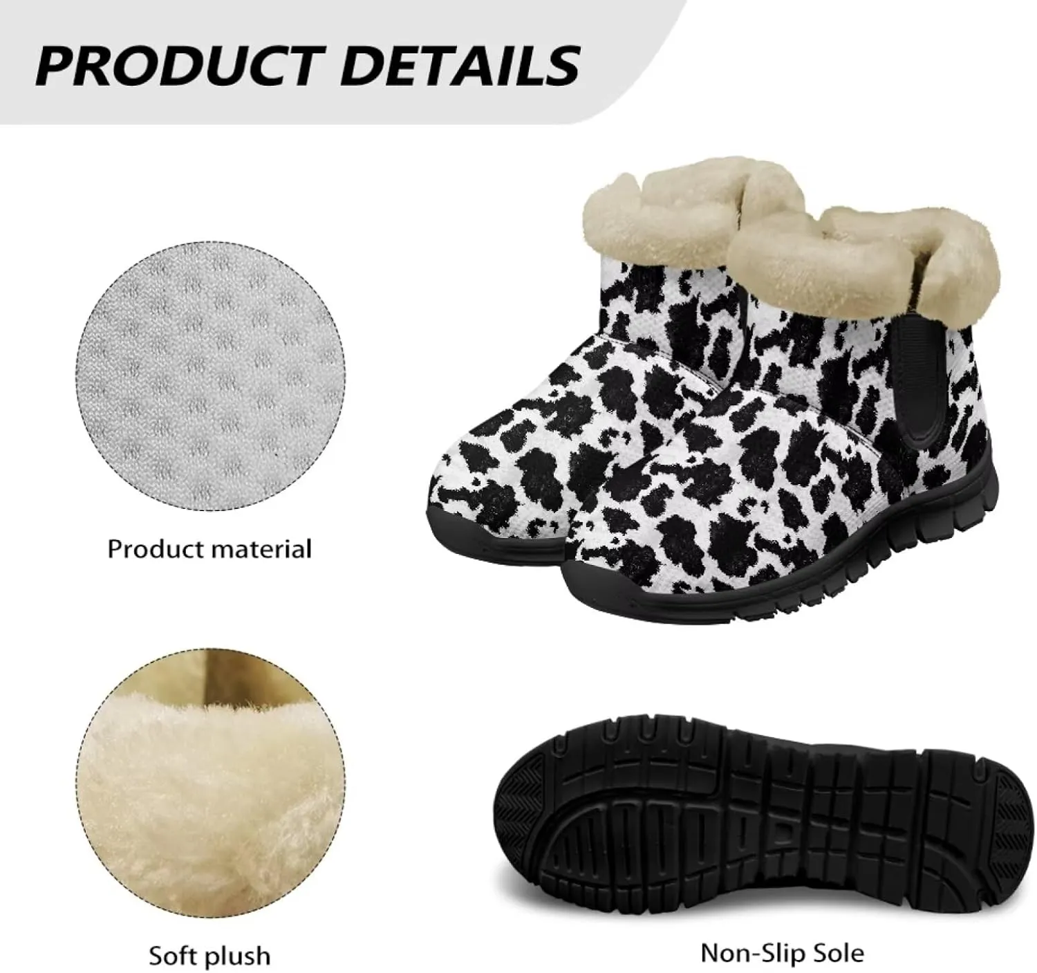 Jeiento Animal Print Winter Boots for Women Warm Inner Slip On Winter Shoes Walking Boots