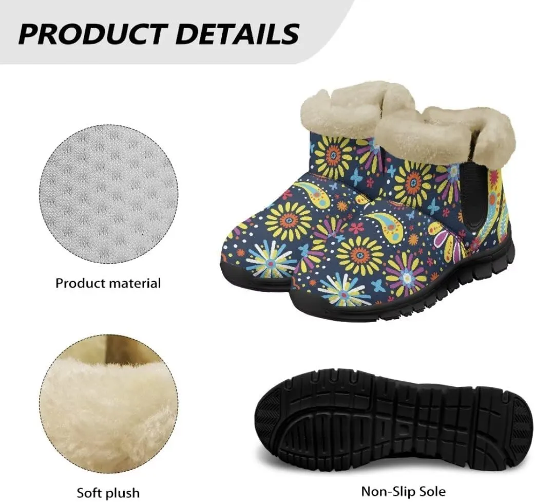 Jeiento Warm Snow Boots for Women Thickening Walking Boots Winter Shoes Women Work Ankle Boots Lightweight/Anti Slip Hiking Boots