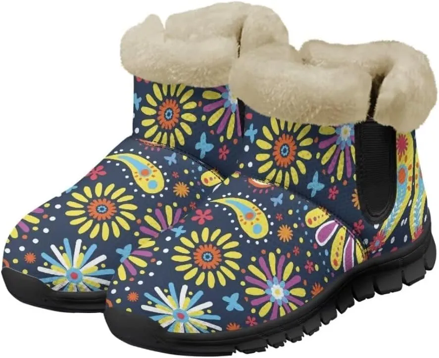 Jeiento Warm Snow Boots for Women Thickening Walking Boots Winter Shoes Women Work Ankle Boots Lightweight/Anti Slip Hiking Boots