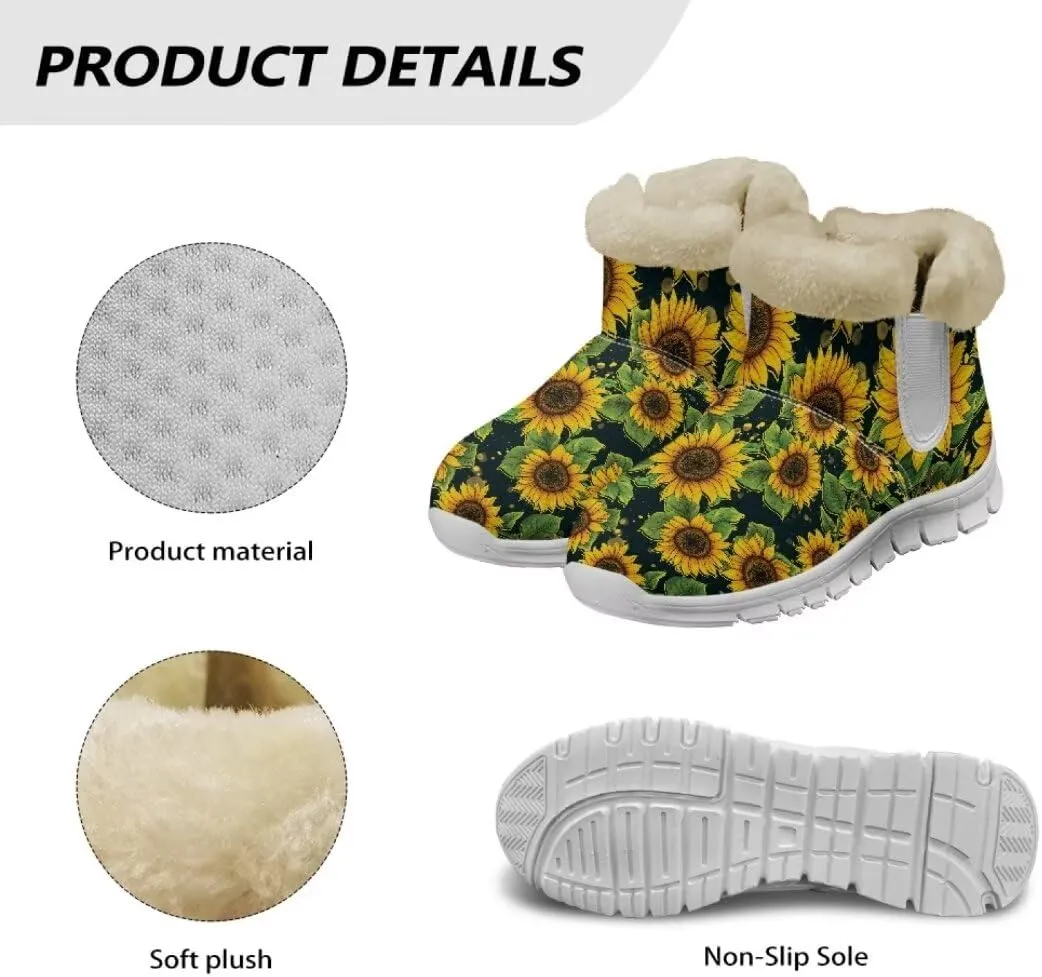 Jeiento Womens Snow Boots Winter Snow Warm Slip on Anti-Slip Winter Shoes for Women Ankle Boots With Warm Flannel Lining