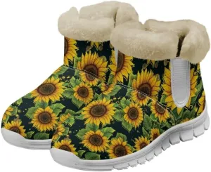 Jeiento Womens Snow Boots Winter Snow Warm Slip on Anti-Slip Winter Shoes for Women Ankle Boots With Warm Flannel Lining