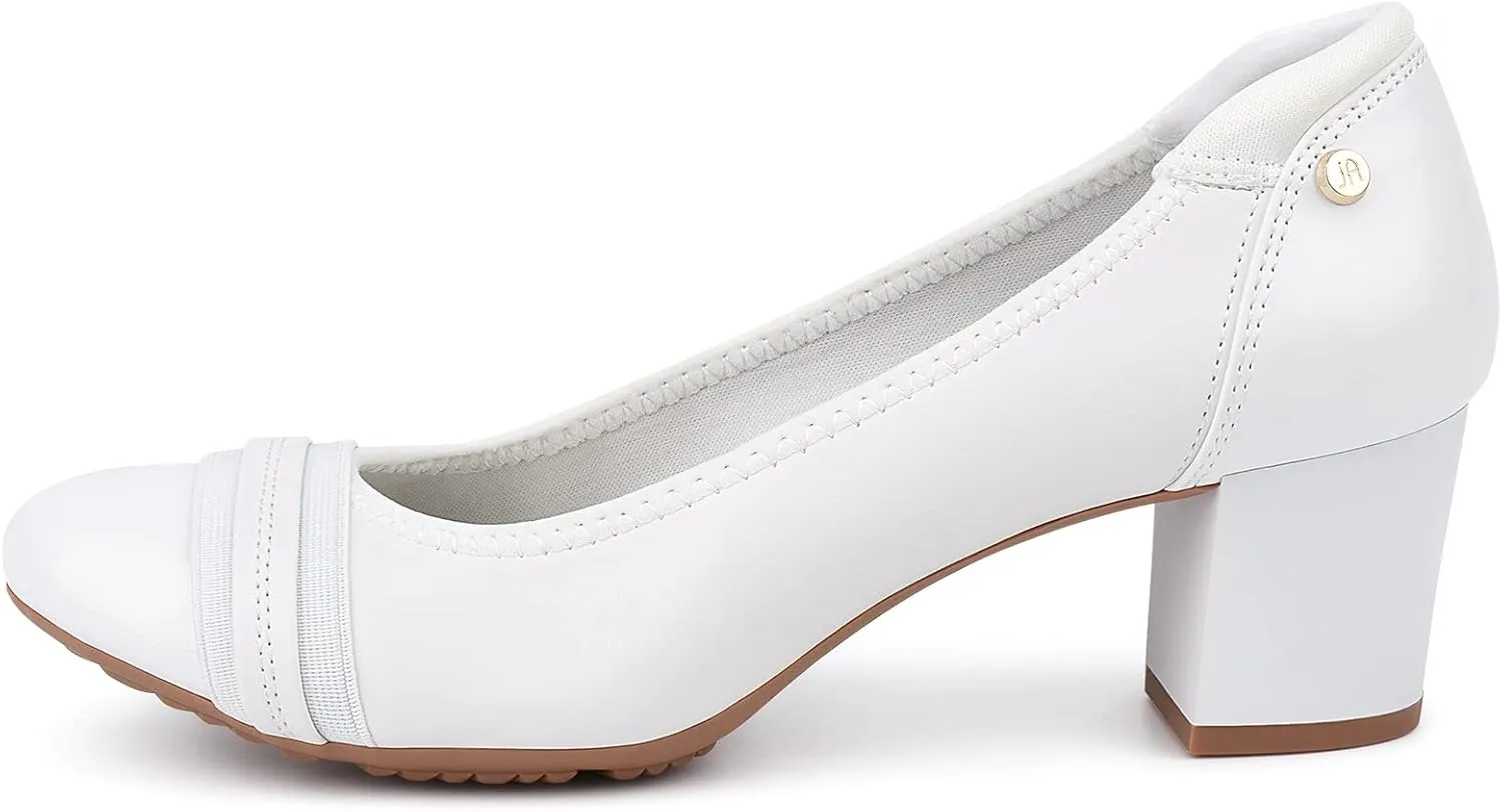 JENN ARDOR Chunky Block Pumps for Women Slip On Low Heel Closed Round Toe Dress Shoes Classic Mid Square Shoes Wedding Party Office Lady Shoes 2 inch