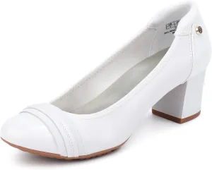JENN ARDOR Chunky Block Pumps for Women Slip On Low Heel Closed Round Toe Dress Shoes Classic Mid Square Shoes Wedding Party Office Lady Shoes 2 inch
