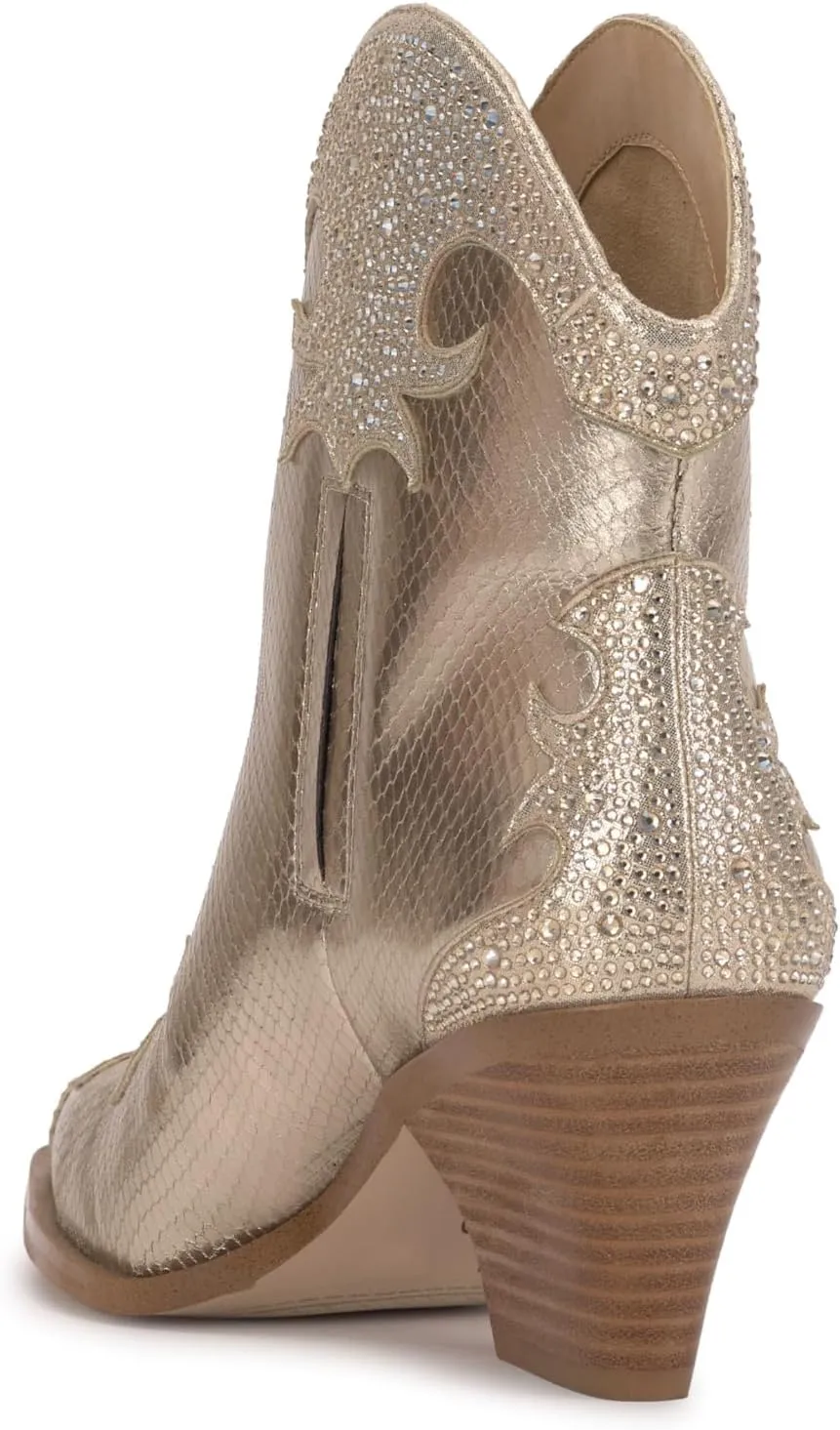 Jessica Simpson Womens Zolly Snake Print Rhinestones Booties