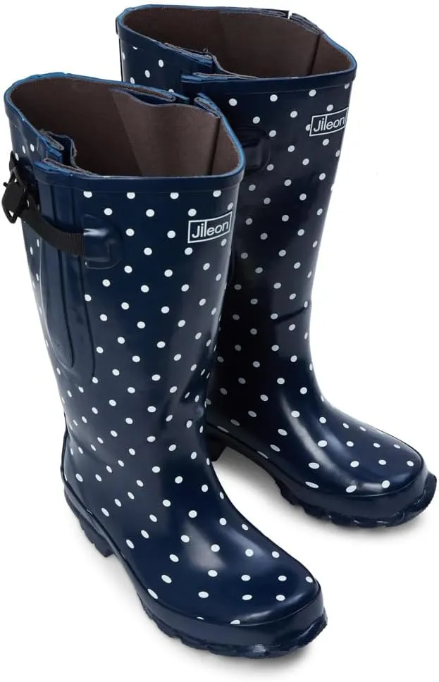 Jileon Extra Wide Calf Rain Boots - Ideal for Wide Feet, Ankles & Calves - Fit 16 to 23” Calves - Durable & Waterproof