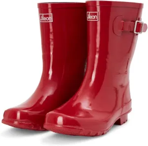 Jileon Mid Calf Rain Boots - Specially Designed For Wide Feet, Ankles or Calves - Half Height Waterproof Durable Wide Calf Rain Boots