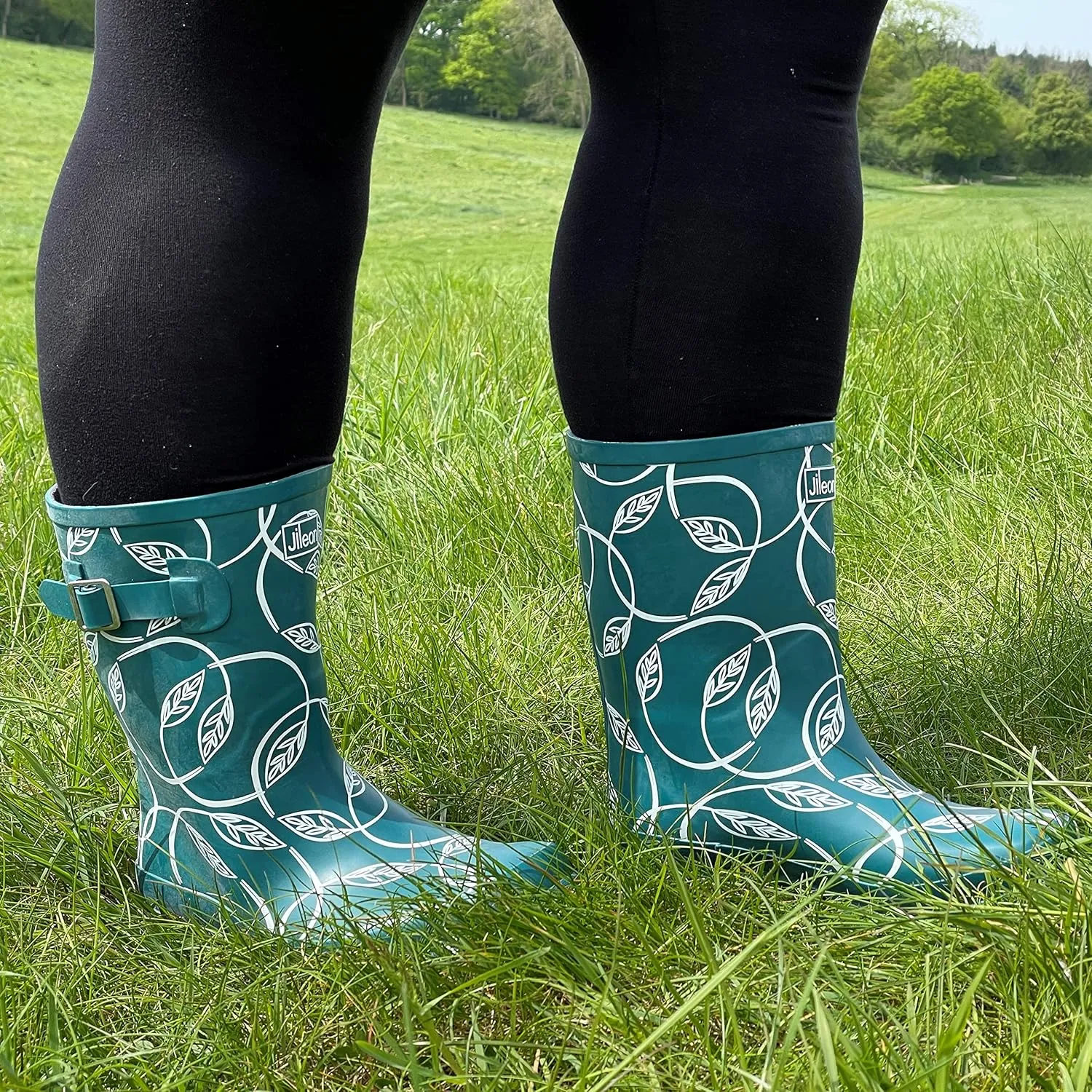 Jileon Mid Calf Rain Boots - Specially Designed For Wide Feet, Ankles or Calves - Half Height Waterproof Durable Wide Calf Rain Boots