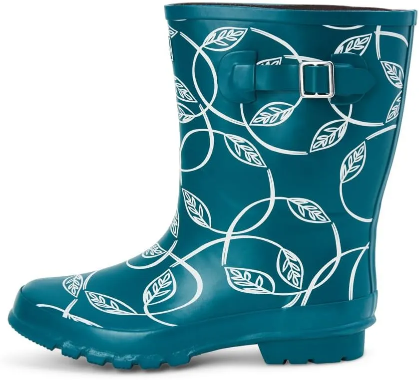 Jileon Mid Calf Rain Boots - Specially Designed For Wide Feet, Ankles or Calves - Half Height Waterproof Durable Wide Calf Rain Boots