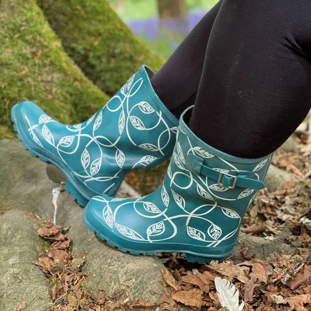 Jileon Mid Calf Rain Boots - Specially Designed For Wide Feet, Ankles or Calves - Half Height Waterproof Durable Wide Calf Rain Boots