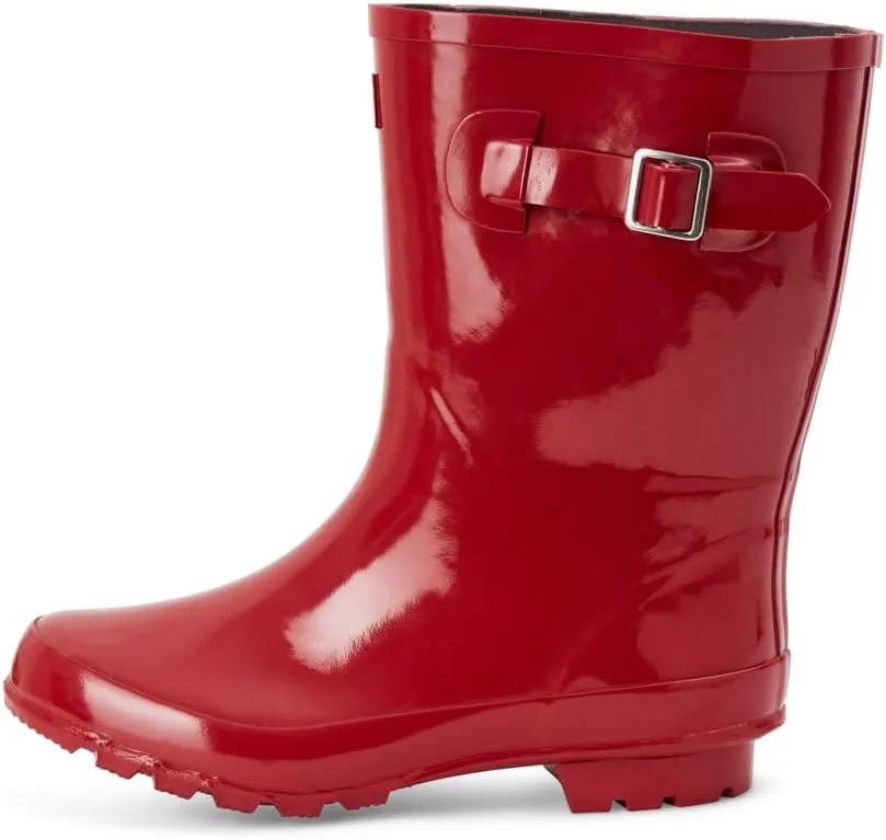 Jileon Mid Calf Rain Boots - Specially Designed For Wide Feet, Ankles or Calves - Half Height Waterproof Durable Wide Calf Rain Boots