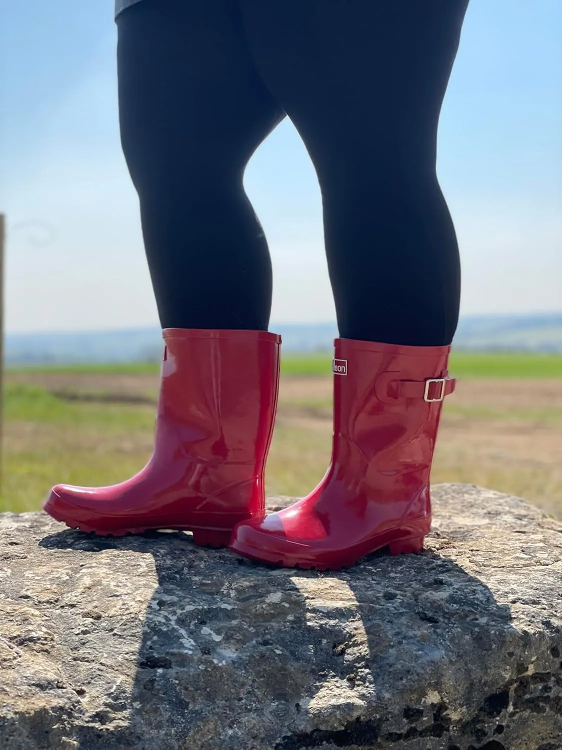 Jileon Mid Calf Rain Boots - Specially Designed For Wide Feet, Ankles or Calves - Half Height Waterproof Durable Wide Calf Rain Boots