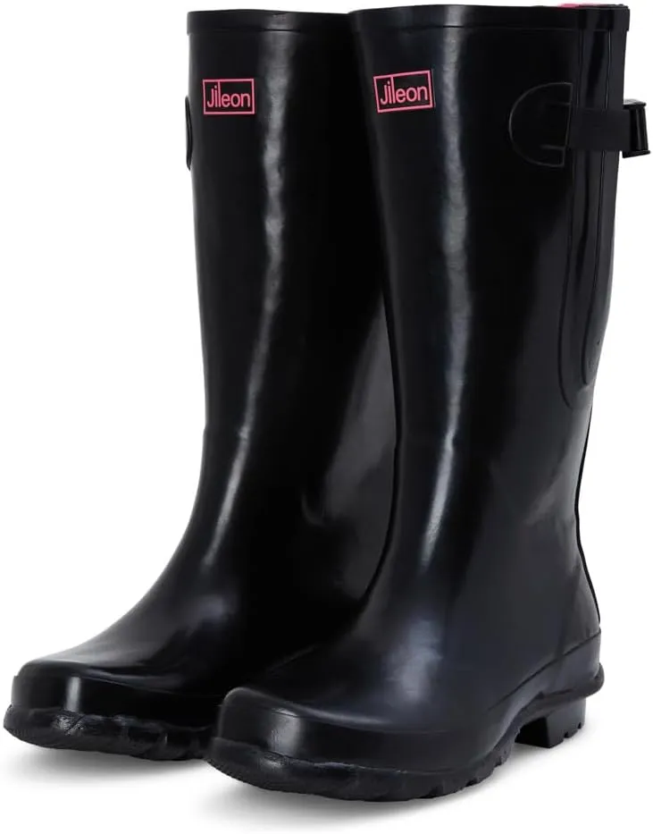 Jileon Wide Calf Rain Boots for Women - up to 19 inch Calf - Standard Foot & Ankle Width - Durable Rubber