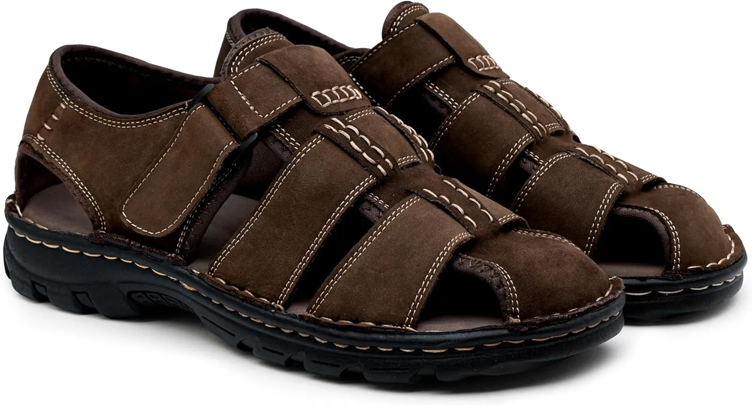 Jousen Men's Sandals Leather Open Toe Beach Sandal Outdoor Summer Sport Hiking Sandals