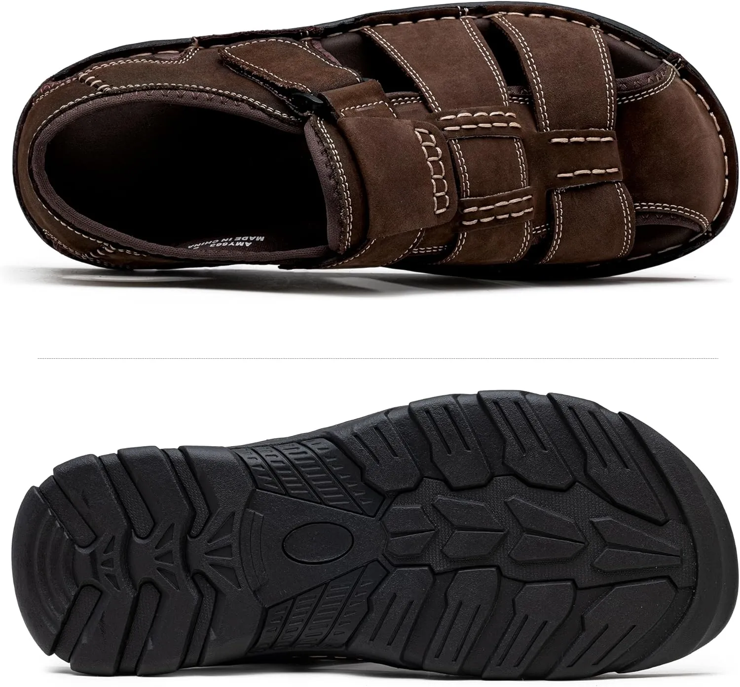 Jousen Men's Sandals Leather Open Toe Beach Sandal Outdoor Summer Sport Hiking Sandals