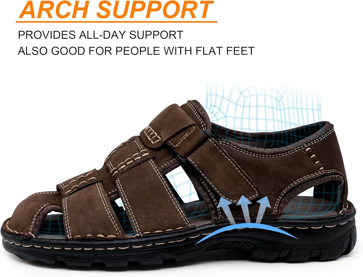 Jousen Men's Sandals Leather Open Toe Beach Sandal Outdoor Summer Sport Hiking Sandals