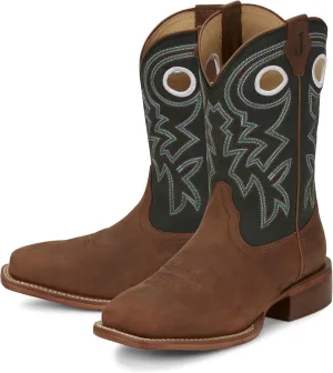 Justin Big News 11” Western Boots for Men - Frontier Collection - Square Toe Leather Men’s Cowboy Boots with Comfort Footbed & Heeled Leather Outsole