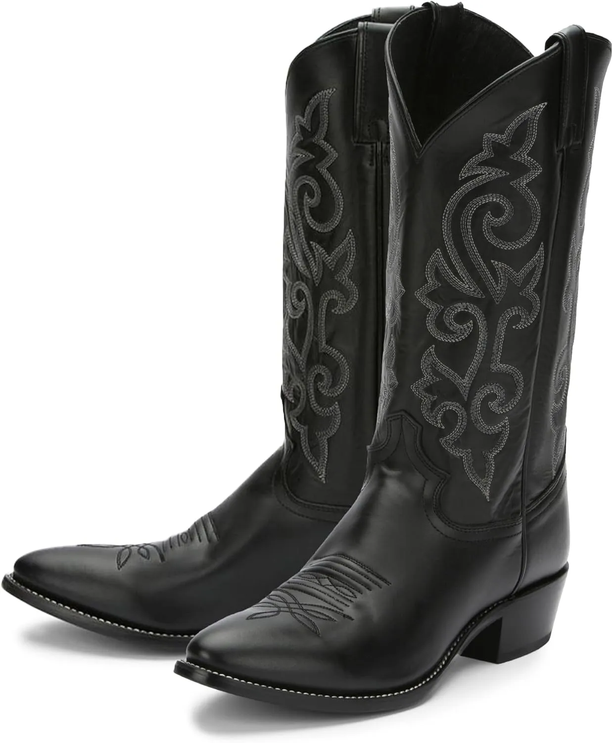 Justin Buck 13" Cowboy Boots for Men - Durable Premium Full-Grain Leather Round Toe Western Boots Build with Cushioned Insole & Full Welt Construction, Black - 9 EEE