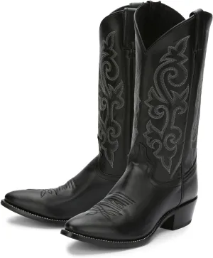 Justin Buck 13" Cowboy Boots for Men - Durable Premium Full-Grain Leather Round Toe Western Boots Build with Cushioned Insole & Full Welt Construction, Black - 9 EEE
