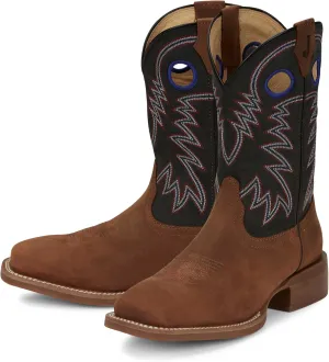 Justin Show Stopper 11” Western Boots for Men - Frontier Collection - Square Toe Leather Men’s Cowboy Boots with Comfort Footbed, Non Slip Outsole