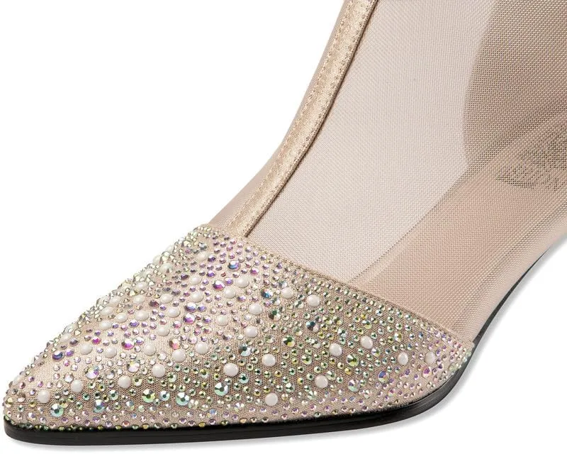 KAGAA Genuine leather pointed toe buckle strap pearls women pumps,block heel high heel with 6.5 cm zip handmade women sandals th3142s