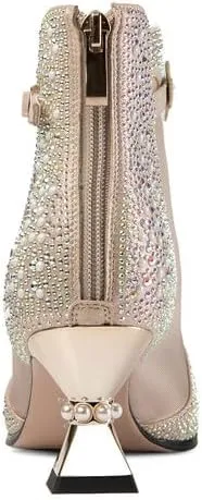 KAGAA Genuine leather pointed toe buckle strap pearls women pumps,block heel high heel with 6.5 cm zip handmade women sandals th3142s