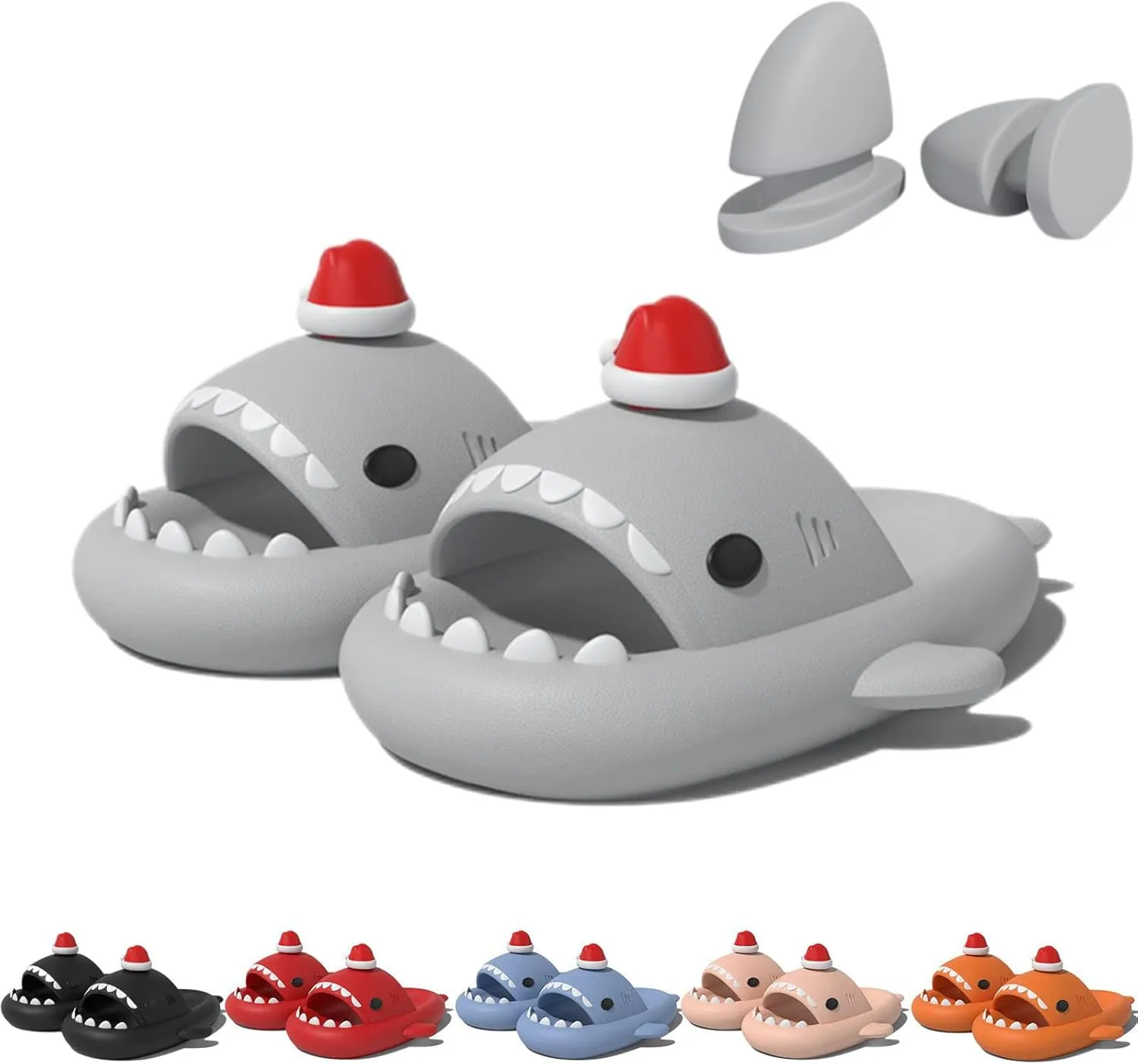 Kapley Shark Slides for Christmas Halloween, Original 3D Cartoon Spooky Shark Slippers Sandals Chanclas