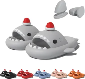 Kapley Shark Slides for Christmas Halloween, Original 3D Cartoon Spooky Shark Slippers Sandals Chanclas