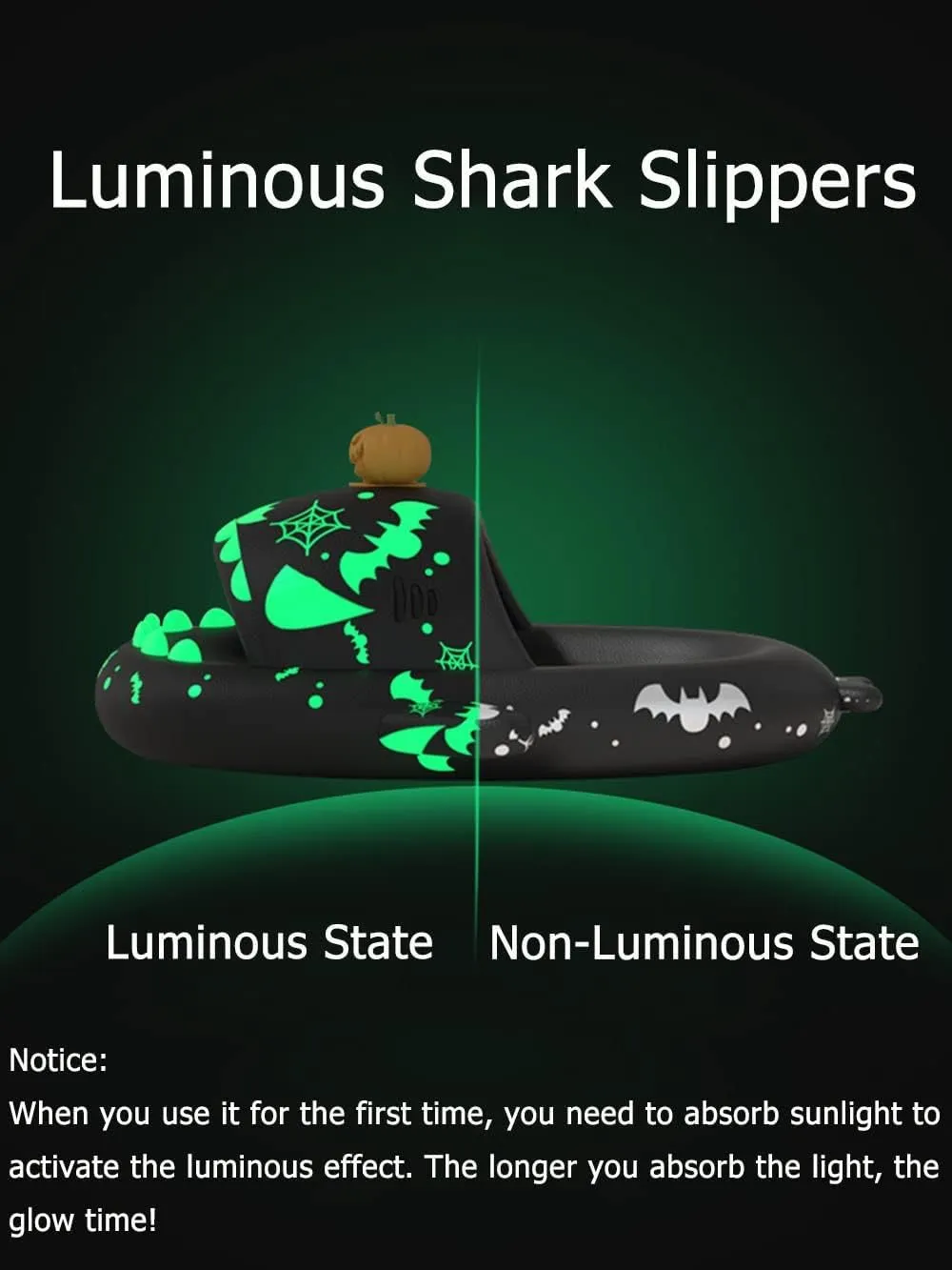Kapley Shark Slides for Christmas Halloween, Original 3D Cartoon Spooky Shark Slippers Sandals Chanclas