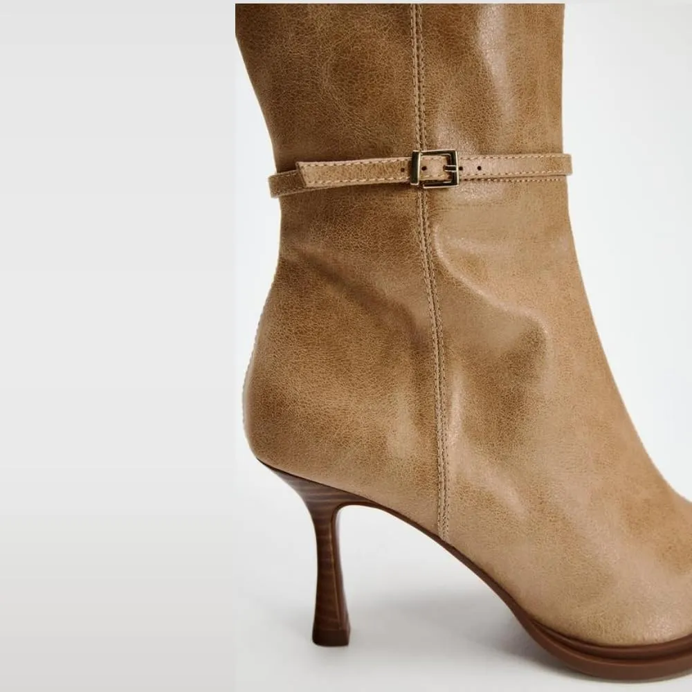 keleimusi Women's Knee-High Boots Fashion Pointed Toe Riding Boots Fall Boots Sexy Stiletto High Heel Long Boots Slouch Zipper Tall Boots Buckle Strap Heeled Boots Fashion Trendy Boots