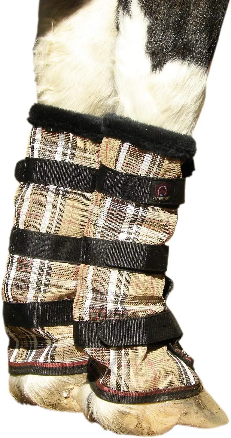 Kensington Protective Products Horse Fly Boots - Fleece Trimmed - Stay-Up Technology - Protection from Insect Bites and UV Rays - Sold in Pairs (2 Boots)