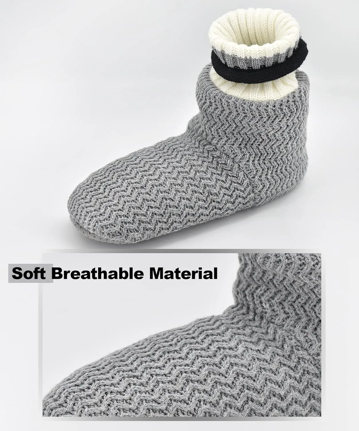 Keyela Slipper Socks Soft Cozy Thick House Indoor Boot Sock Shoes with Anti-Skid Bottom Soles for Men's