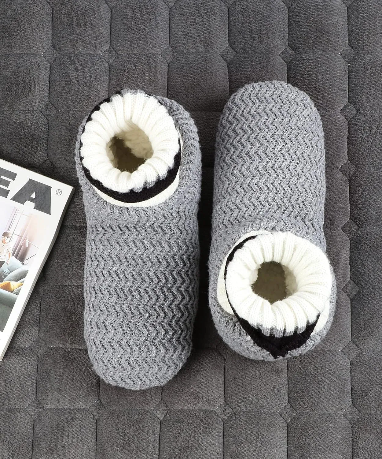Keyela Slipper Socks Soft Cozy Thick House Indoor Boot Sock Shoes with Anti-Skid Bottom Soles for Men's