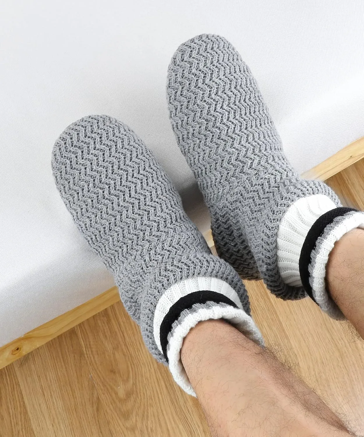 Keyela Slipper Socks Soft Cozy Thick House Indoor Boot Sock Shoes with Anti-Skid Bottom Soles for Men's