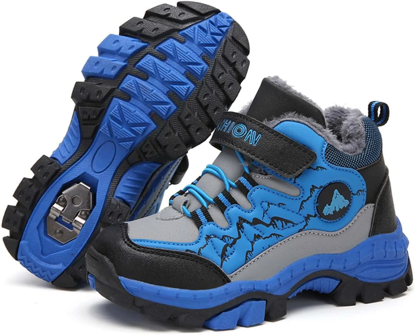 Kids Boys Girls Snow Hiking Boots Winter Plush Warm Ankle Boots Outdoor Waterproof Anti Skid Trekking Hiking Climbing Sneakers