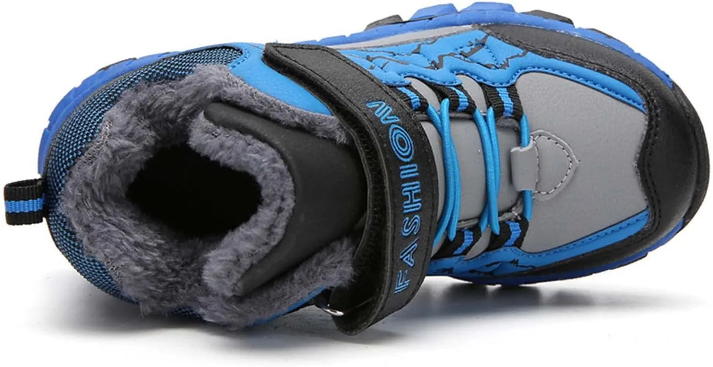 Kids Boys Girls Snow Hiking Boots Winter Plush Warm Ankle Boots Outdoor Waterproof Anti Skid Trekking Hiking Climbing Sneakers