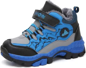 Kids Boys Girls Snow Hiking Boots Winter Plush Warm Ankle Boots Outdoor Waterproof Anti Skid Trekking Hiking Climbing Sneakers