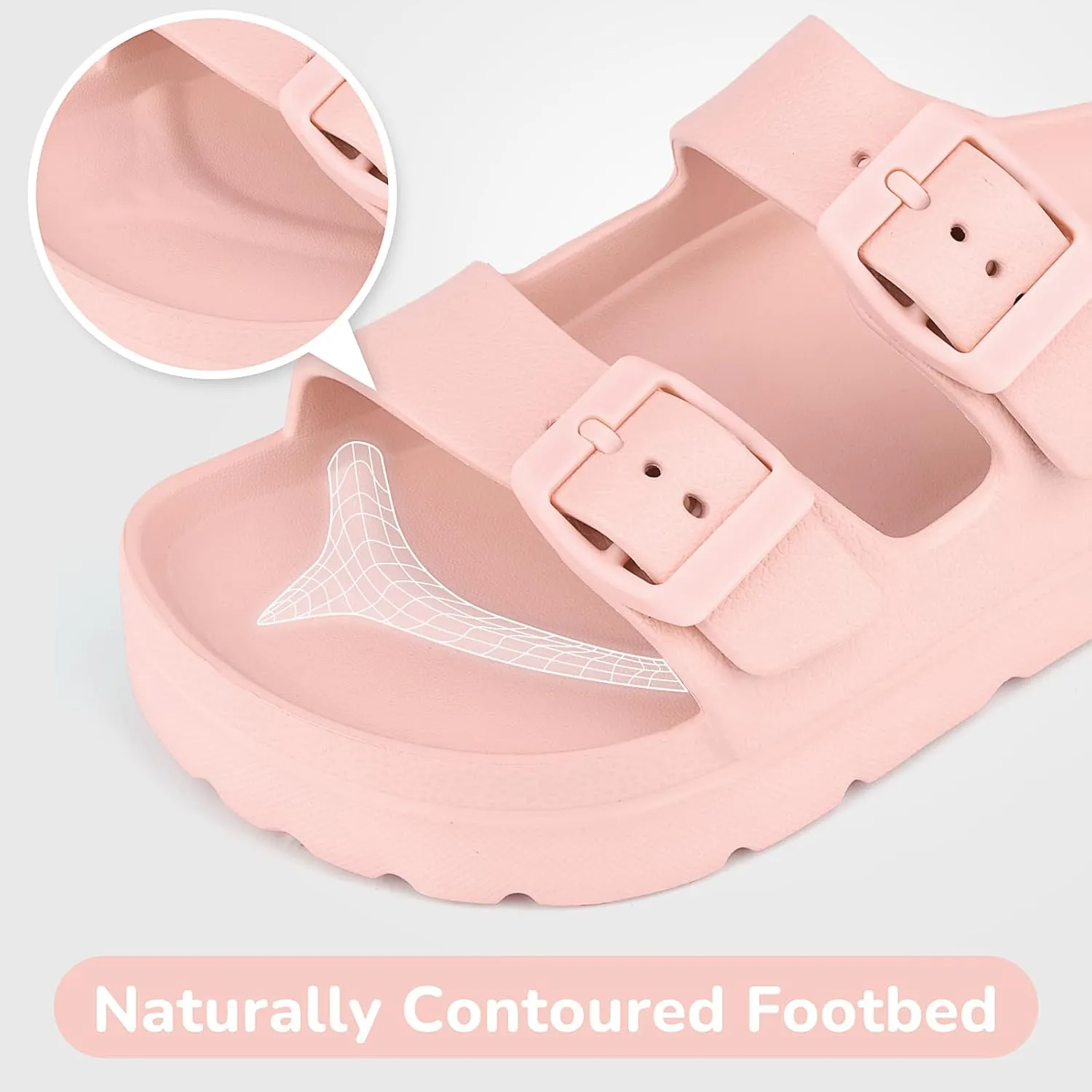 Kids Slides Sandals Adjustable Buckle Boys Girls Slides for Beach