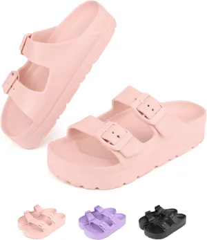 Kids Slides Sandals Adjustable Buckle Boys Girls Slides for Beach