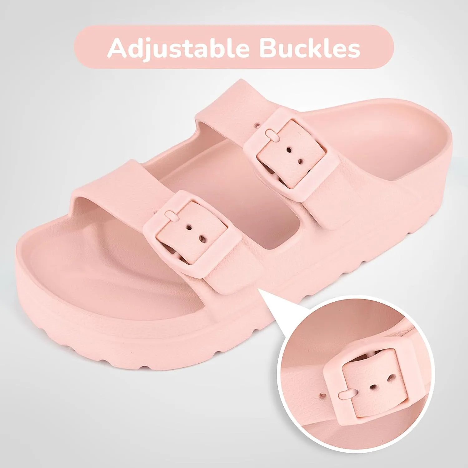 Kids Slides Sandals Adjustable Buckle Boys Girls Slides for Beach
