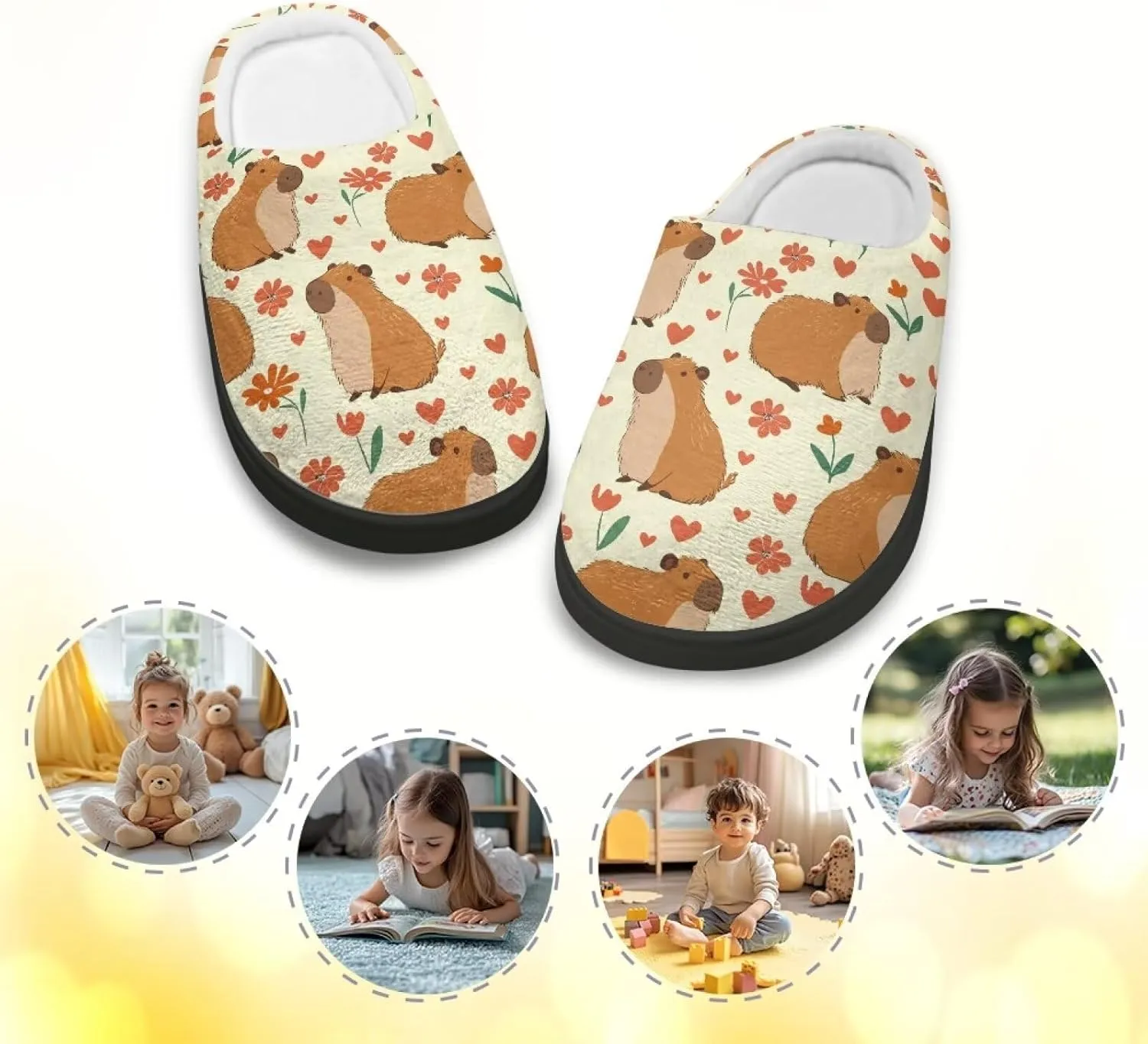 Kids Slip-On Fuzzy House Slipper Outdoor Cozy Non-Slip Slippers Warm Cute Slippers for Toddler Boys GirlsLittle kids US 9-15