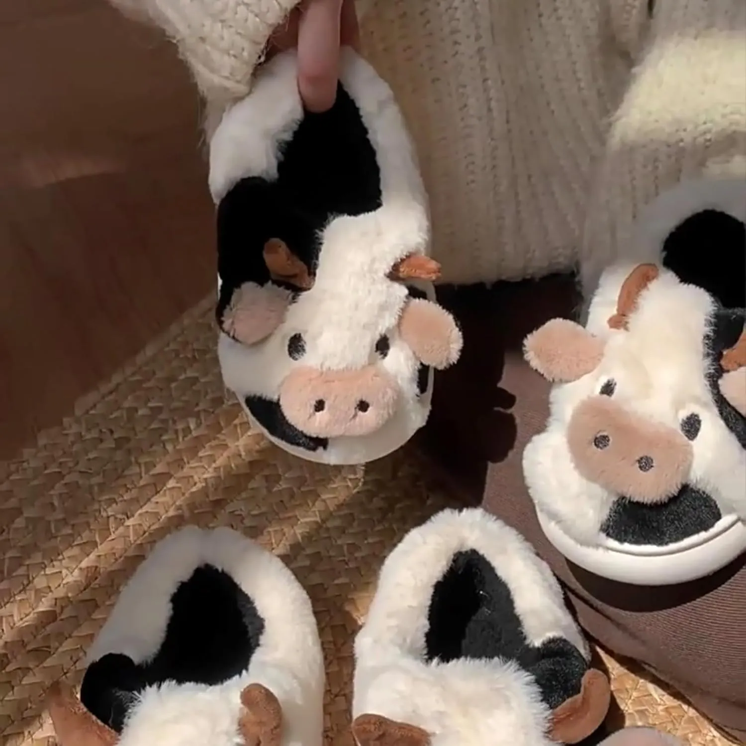 Kids Slippers, Animal Winter Slipper for Toddler with Cow Bunny Dinosaur Bear Frog Panda Sheep Rabbit, Girls Boys Fuzzy Cute Fluffy House Shoes, Plush Cartoon Bedroom Slides, Kawaii Soft Cozy