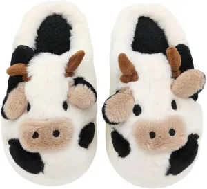 Kids Slippers, Animal Winter Slipper for Toddler with Cow Bunny Dinosaur Bear Frog Panda Sheep Rabbit, Girls Boys Fuzzy Cute Fluffy House Shoes, Plush Cartoon Bedroom Slides, Kawaii Soft Cozy
