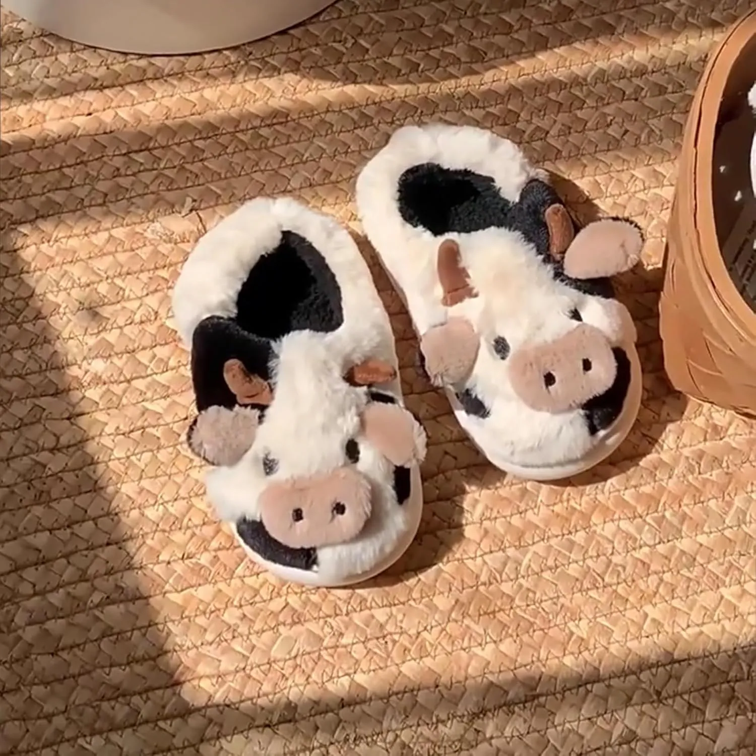 Kids Slippers, Animal Winter Slipper for Toddler with Cow Bunny Dinosaur Bear Frog Panda Sheep Rabbit, Girls Boys Fuzzy Cute Fluffy House Shoes, Plush Cartoon Bedroom Slides, Kawaii Soft Cozy