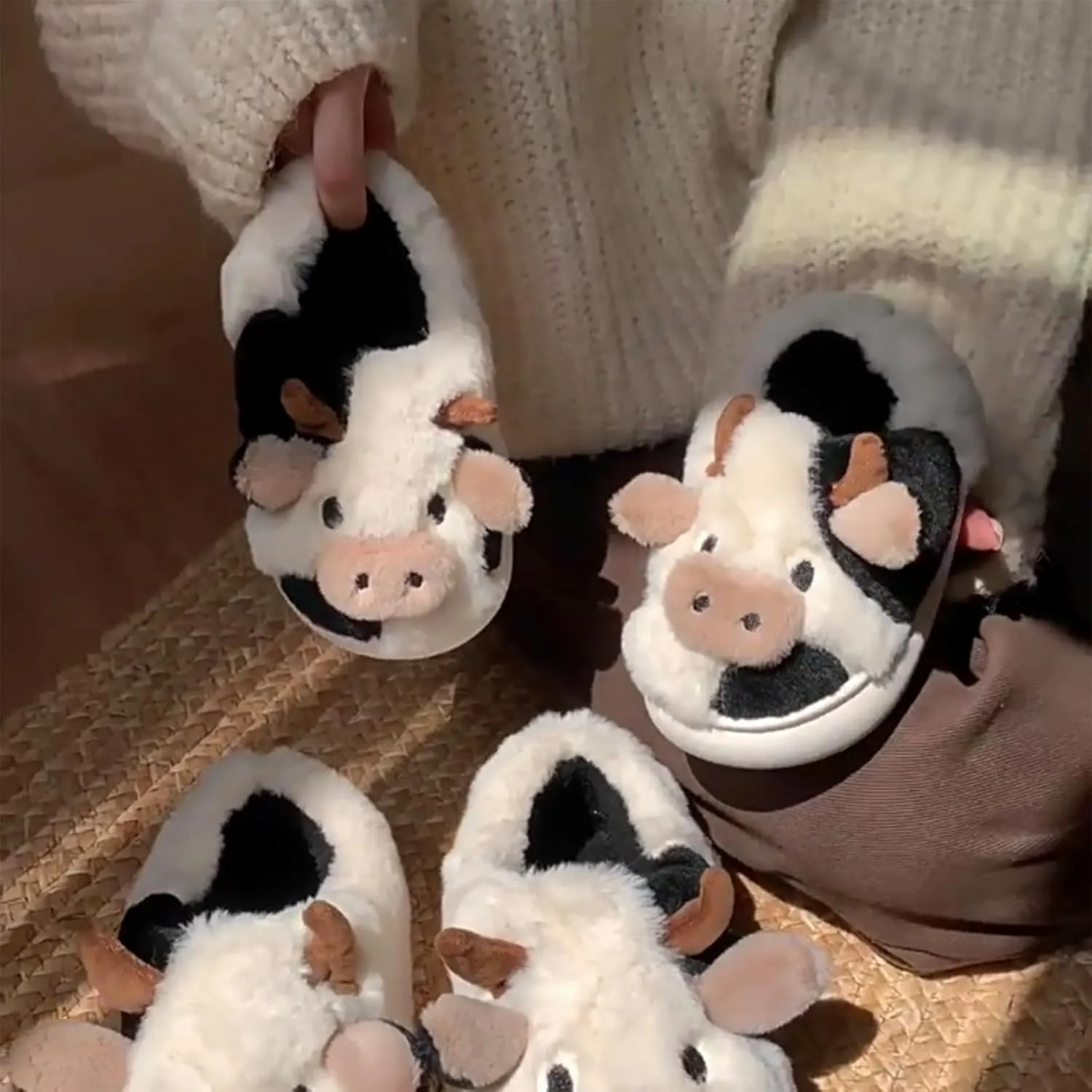 Kids Slippers, Animal Winter Slipper for Toddler with Cow Bunny Dinosaur Bear Frog Panda Sheep Rabbit, Girls Boys Fuzzy Cute Fluffy House Shoes, Plush Cartoon Bedroom Slides, Kawaii Soft Cozy