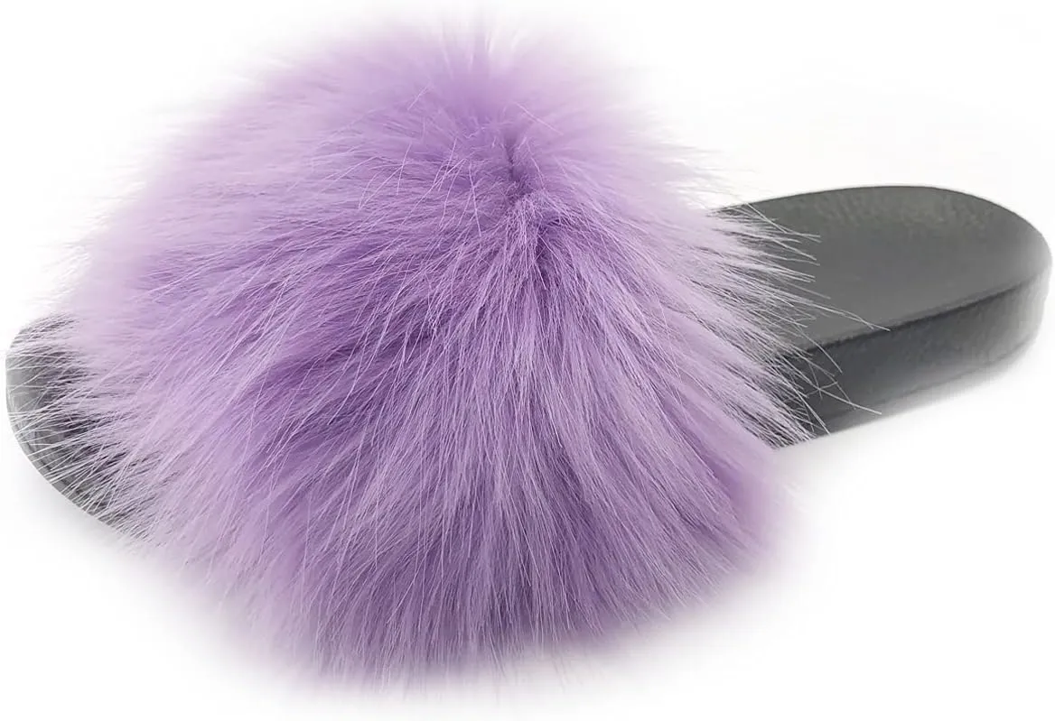 Kids Soft Artificial fur Sandals Slides Comfy Lightweight Furry Cute House Slippers for Girls